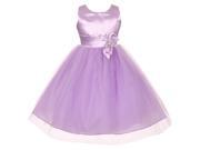 Big Girls Lilac Slant Bow Brooch Attached Shiny Junior Bridesmaid Dress 8