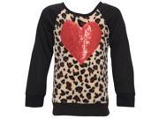 Little Girls Tan Red Heart Sequin Applique Leopard Spot Casual Top 5