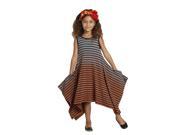 KidCuteTure Little Girls Tangerine Stripes Gemma Designer Spring Dress 5