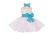 Baby Girls Turquoise Beaded Bow Flared Tulle Easter Flower Girl Dress 12M