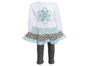 AnnLoren Little Girls Grey Blue Snowflake Applique Leggings Outfit 2 3T