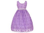 Little Girls Lilac Jewel Sash Sequin Floral Lace Overlay Flower Girl Dress 6