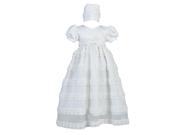 Lito Baby Girls White Satin Chiffon Tulle Christening Easter Dress 3 6M