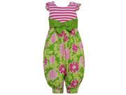Bonnie Jean Baby Girls Pink Stripe Floral Dotted Bow Racer Back Romper 24M