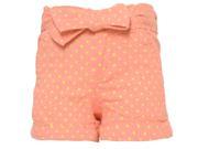 Ko Ko Ailis Big Girls Coral Yellow Polka Dotted Tie Bow Waist Shorts 10