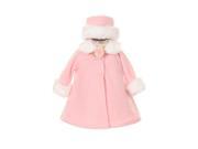 Kids Dream Pink Fleece Faux Collar Stylish Coat Baby Girl 18M
