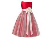 Sweet Kids Little Girls Red Ivory Floral Accent Flower Girl Dress 5