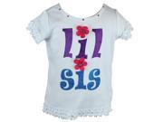 Reflectionz Little Girls White Floral Applique Lil Sis Ruffle Cotton Top 3T