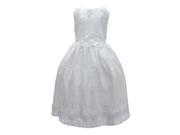 Big Girls White Floral Embroidered Sleeveless Junior Bridesmaid Dress 14