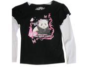 Disney Little Girls Black White Dance Bear Print Long Sleeved T Shirt 5