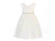 Sweet Kids Little Girls Off White Tulle Flutter Sleeve Flower Girl Dress 4