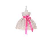 Cinderella Couture Baby Girls Champagne Lace Fuchsia Sash Sleeveless Dress 6M