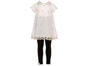 Rare Editions Little Girls Off White Floral Applique Leggings Outfit 3T 3