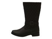 L Amour Girls Black Quilted Buckle Detail Fashion Tall Boots 3 Kids