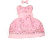 Little Girls Pink Sequin Floral Embroidery Flower Girl Christmas Dress 4T