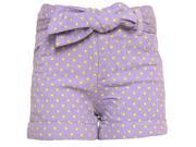 Big Girls Purple Yellow Polka Dotted Pattern Tie Bow Waist Shorts 8