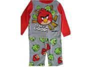 Angry Birds Little Boys Grey Red Character Printed 2 Pc Pajama Set 4