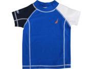 Nautica Baby Boys Blue White Black Short Sleeve Rash Guard Swim Shirt 24M