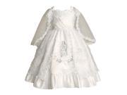 Angels Garment Little Girls White Satin Embroidered Organza Baptism Dress 2T