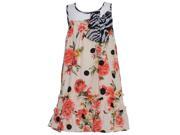 Bonnie Jean Little Girls Coral Roses Striped Bow Accent Sleeveless Dress 2T