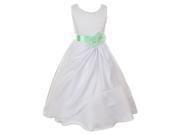 Big Girls White Mint Bridal Dull Satin Sequin Flowers Occasion Dress 12