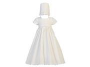 Lito Baby Girls White Cotton Smocked Bonnet Easter Christening Gown 6 12M