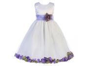 Crayon Kids Little Girls White Purple Petal Flower Girl Dress 3T