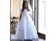 Angels Garment Big Girls White Satin Embroidered Communion Dress 8
