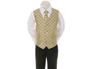 Kids Dream Gold Checkered Vest Necktie Special Occasion Boys Suit 20