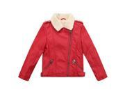 Richie House Big Boys Red Faux Leather Short Fleece Inside Coat 7 8