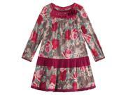 Richie House Baby Girls Red Flower Printed Neck Pearl Embroidery Dress 24M