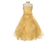 Cinderella Couture Big Girls Gold Crystal Organza Cascade Ruffle Dress 10