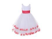 Big Girls White Coral Petals Sash Tulle Layers Flower Girl Easter Dress 12