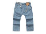 Richie House Little Girls Blue Flower Buckle Cord Belt Bright Jeans 2 3