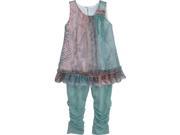 Isobella Chloe Little Girls Turquoise Monroe Two Piece Pant Outfit Set 5