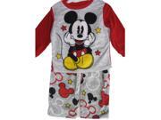 Disney Little Boys Grey Red Mickey Mouse Cartoon 2 Pc Pajama Set 4T