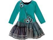 Isobella Chloe Little Girls Turquoise Ruffle Drop Waist Kirra Dress 6