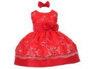 Little Girls Red Sequin Floral Embroidery Flower Girl Christmas Dress 4T