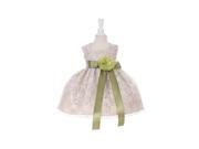 Cinderella Couture Baby Girls Champagne Lace Olive Sash Sleeveless Dress 18M