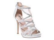 Sweetie s Shoes Silver Strappy Special Occasion Samira Platforms 7 Womens