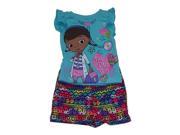 B Tex Little Girls Pink Glitter Detail Doc Mcstuffins Printed Shorts Outfit 3T