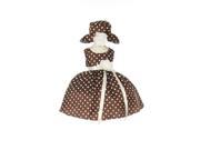 Cinderella Couture Baby Girls Brown White Polka Dot Belted Occasion Dress 24M