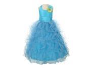 Cinderella Couture Big Girls Turquoise Taffeta Ruffle Mesh Pageant Dress 8