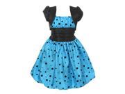 Little Girls Turquoise Polka Dotted Sash Bolero Bubble Dress 6