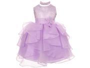 Baby Girls Lilac Organza Rhinestuds Bow Sash Flower Girl Dress 18M