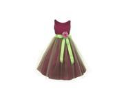 Little Girls Magenta Sage Sash Taffeta Tulle Flower Girl Easter Dress 4