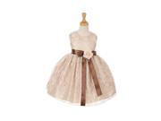 Cinderella Couture Little Girls Champagne Lace Brown Sash Sleeveless Dress 6