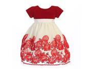 Lito Little Girls Red Velvet Satin Ribbon Roses Tulle Christmas Dress 5