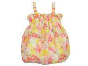 Baby Girls Yellow Pastel Floral Print Strap Bubble Chiffon Dress 24M