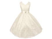 Big Girls Ivory Lace Overlay Satin Brooch Sash Special Occasion Dress 14